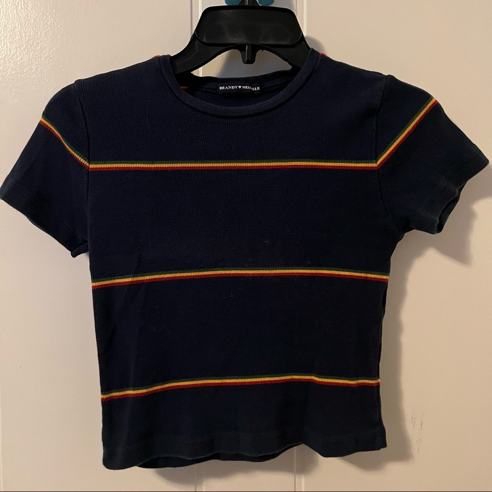Brandy stripe cropped tee